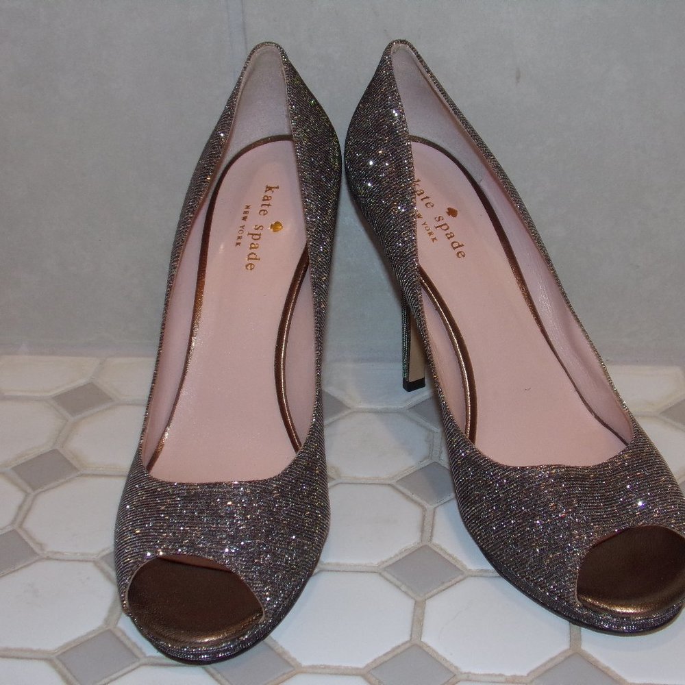 NWOB Kate Spade Sparkle Open Toe Heels 10 Gorgeous